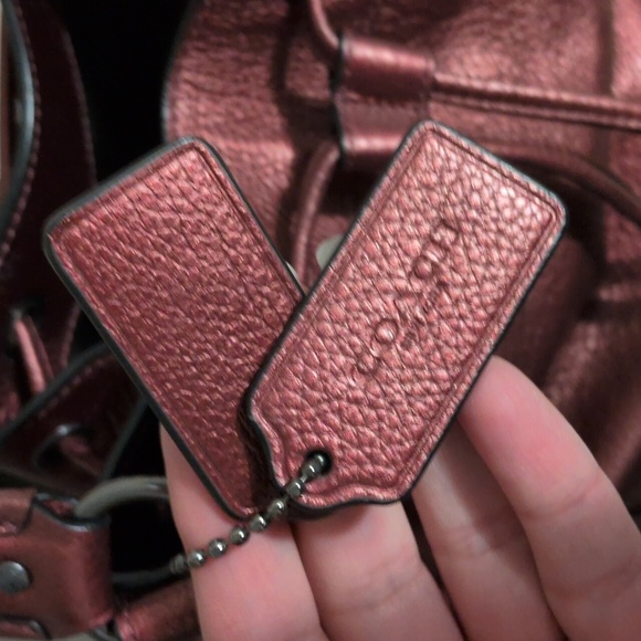 Coach Mickie Bucket Bag In Red Metallic Pebble Grain Leather Crossbody F35684 - Picture 5 of 15